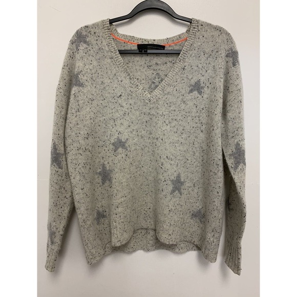 360 Cashmere Leilani Star Print Cashmere Sweater Grey Black S